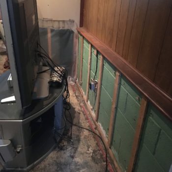 Sewage flood damage in a commercial space.