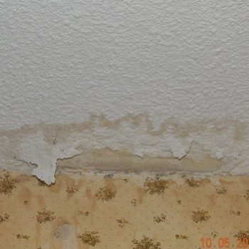 Roof leaking caused ceiling stain